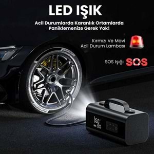 Harvox HX-JS001 10-In-1 Araç Jump Starter – 12000MAH Powerbank, Lastik Şişirme Pompası, Acil Marş Basma ve Akü Takviye Cihazı
