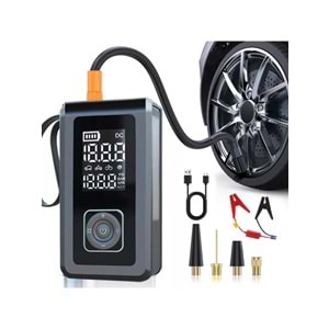 HX-JS002 Şarjlı Pompa, Akü Takviyesi, Fener, Powerbank Özellikli, Taşınabilir Kompresör, Araç Pompası