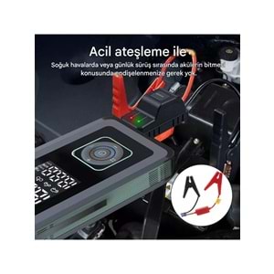 HX-JS002 Şarjlı Pompa, Akü Takviyesi, Fener, Powerbank Özellikli, Taşınabilir Kompresör, Araç Pompası