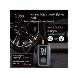 HX-JS002 Şarjlı Pompa, Akü Takviyesi, Fener, Powerbank Özellikli, Taşınabilir Kompresör, Araç Pompası