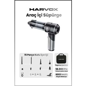 HARVOX 18000pa Güçlü Vakum Araç Süpürgesi Taşınabilir Çantalı 6000mAh Bataryalı Üflemeli