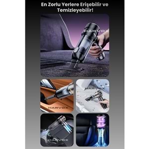 HARVOX 18000pa Güçlü Vakum Araç Süpürgesi Taşınabilir Çantalı 6000mAh Bataryalı Üflemeli