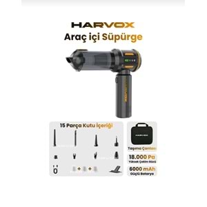 HARVOX 18000pa DİJİTAL GÖSTERGELİ Güçlü Vakum Araç Süpürgesi Taşınabilir Çantalı 6000mAh Bataryalı Üflemeli HXVC-003