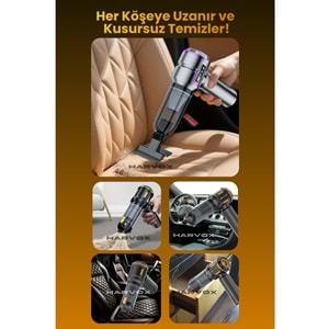 HARVOX 18000pa DİJİTAL GÖSTERGELİ Güçlü Vakum Araç Süpürgesi Taşınabilir Çantalı 6000mAh Bataryalı Üflemeli HXVC-003