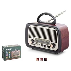 NNS NS-8128BT Bluetooth Nostaljik FM Radyo TWS USB TF Taşınabilir Hoparlör - Kahverengi