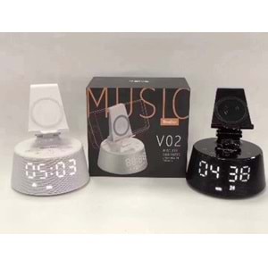 OnDr V02 Wireless Şarjlı Dokunmatik Digital Saat Kablosuz Stereo Hoparlör - Speaker