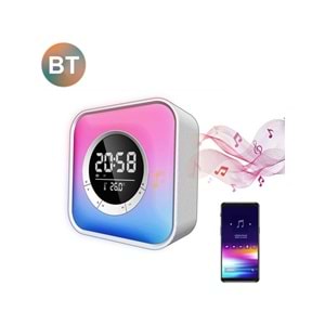 LED Bluetooth Çalar Renkli Saat Saat Rgb Ayarlanabilir Masa Gece Lambası Fm Radyo ile Ev Yatak Odası Içın Dijital Duvar