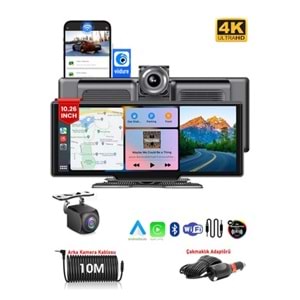 X1 Ekranlı Carplay Apple Android Uyumlu 10.2 Inç 4K Görüntü Arka/ön Görüş Kameralı Araç Ekranı