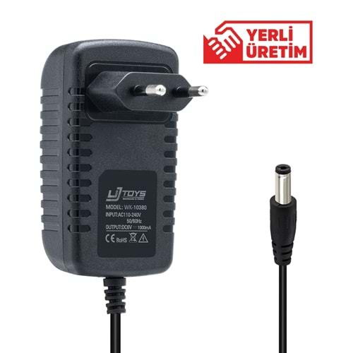 UJ TOYS WK-10380 - 6 VOLT 1 AMPER PRİZ TİPİ ADAPTÖR 5.5*2.5 UÇ YERLİ ÜRETİM