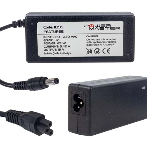 POWERMASTER 19 VOLT - 3.42 AMPER - 65 WATT 5.5*2.1 UÇLU ACER NOTEBOOK ADAPTÖR