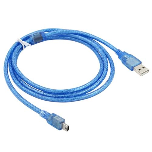 POWERMASTER PM-11937 USB 5 PİN GENİŞ 1.5 METRE ŞEFFAF MAVİ V3 UÇ KABLO (11937=8861)