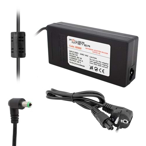 POWERMASTER PM-12922 19 VOLT - 6.3 AMPER 6.3*3.0 MM UÇLU ADAPTÖR (TOSHIBA NOTEBOOK)