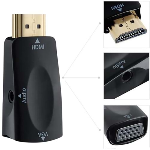 POWERMASTER PM-13645 5 VOLT - SES ÇIKIŞLI HDMI TO VGA ÇEVİRİCİ APARAT