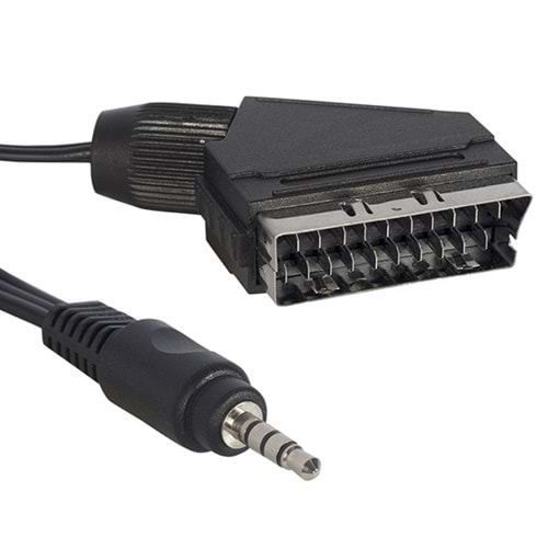 ELEKTROMER 3.5 MM STEREO ERKEK/SCART KABLO 1.2 METRE KISA JACK UYDU ALICISI AV KABLO HD CİHAZ AV KABLO