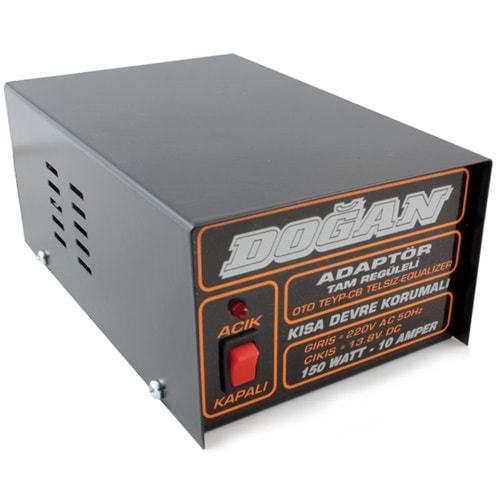 DOĞAN 10 AMPER 12 VOLT REGÜLELİ TRAFOLU ADAPTÖR