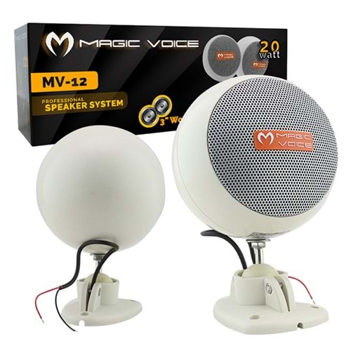 MAGICVOICE MV-12 7.5 CM 20 WATT BEYAZ SÜTUN SARKIK HOPARLÖR 2Lİ TAKIM TRAFOSUZ