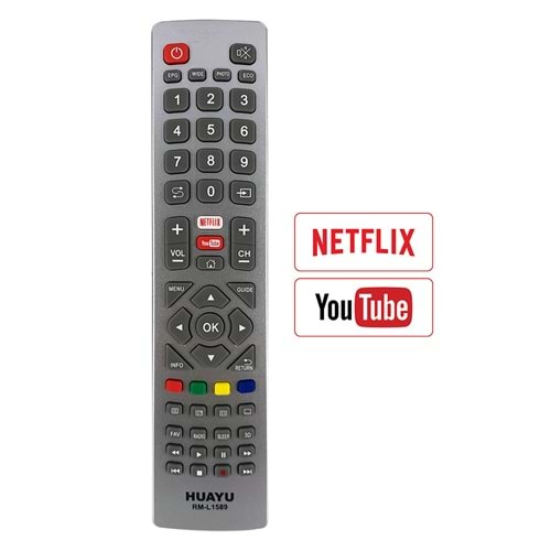 HUAYU KL RM-L1589 SHARP AQUOS NETFLIX-YOUTUBE TUŞLU LCD-LED UNIVERSAL KUMANDA