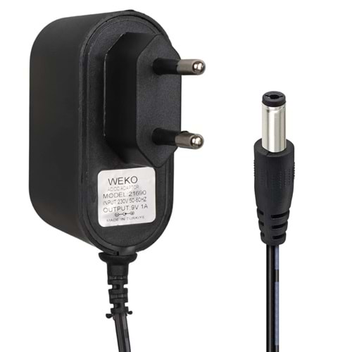 WEKO 9 VOLT 1 AMPER PRİZ TİPİ ADAPTÖR 5.5*2.5 UÇ YERLİ ÜRETİM