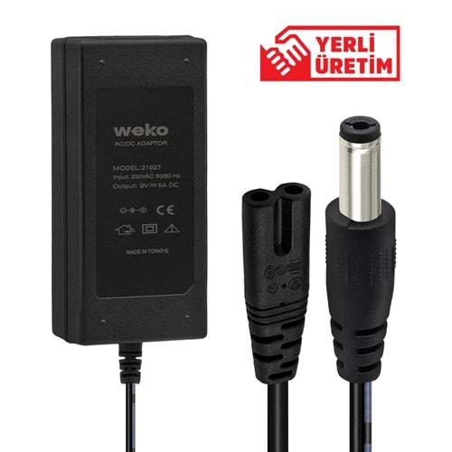 WEKO 9 VOLT - 5 AMPER 5.5*2.5 UÇLU YERLİ ÜRETİM YAZAR KASA/POS MAKİNESİ MASAÜSTÜ ADAPTÖR