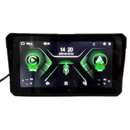 Motosiklet için Kablosuz CarPlay ve Android – 6.5” Bluetooth'lu Dokunmatik Ekranlı Akıllı Navigasyon Sistemi, Su Geçirmez Montajlı Güneşlik – Tüm Bisikletler için Evrensel Uyum