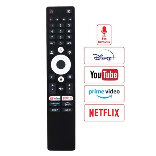 WEKO KL STRONG*PROFİLO*ONVO*SENNA GOOGLE TV NETFLIX-YOUTUBE-PRIME VIDEO-DISNEY+ TUŞLU SES KOMUTLU LCD-LED TV KUMANDA