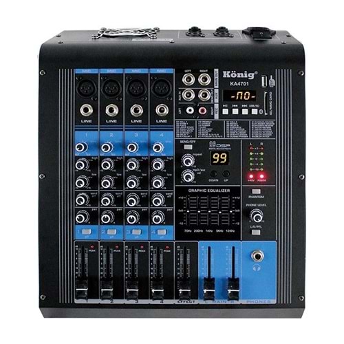 KÖNİG KA-4701 P 2X350 4 KANAL USB-SD-BLUETOOTH 5 BANT EQ-99 DSP EFK POWER MIXER