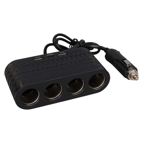 OLESSON 1654 12-24V ÇİFT USB - TYPE-C 120W 80CM KABLOLU 4'LÜ ARAÇ ÇAKMAK ÇOKLAYICI