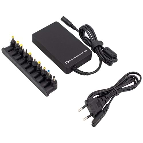 POWERMASTER PM-2607 12V/15V/16V/18.5V/19V/19.5V/20V 90 WATT 10 PİN SLIM KASA UNIVERSAL AYARLI NOTEBOOK ADAPTÖR