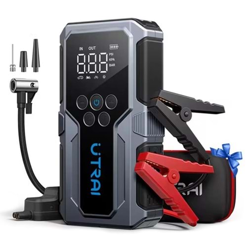 UTRAI JS-9 12-24V AKÜ ŞARJ POWERBANK LASTİK HAVA KOMPRESÖRÜ ŞİŞİRİCİ TAŞINABİLİR DİJİTAL KABLOSUZ EL FENERİ