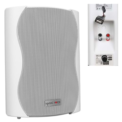 MAGICVOICE F-LHY5S 13,5 CM 5,25'' 20 WATT (MAX:180W) BEYAZ TEKLİ USB'Lİ TRAFOLU SÜTUN HOPARLÖR