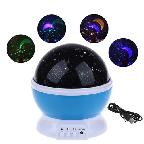 STARMASTER KLC-03 YILDIZ YANSITMALI KÜRE TİP GECE LAMBASI KALEM PİLLİ + 5 VOLT İLE ÇALIŞIR