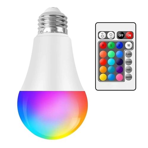 LEDX AL-LL9RGB 9 WATT KUMANDALI 800 LUMEN RGGB IŞIK E27 LED AMPUL