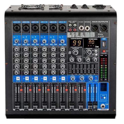 KÖNİG KA-6700 P 6 KANAL 2X350 WATT USB/SD/BLUETOOTH POWER MIXER