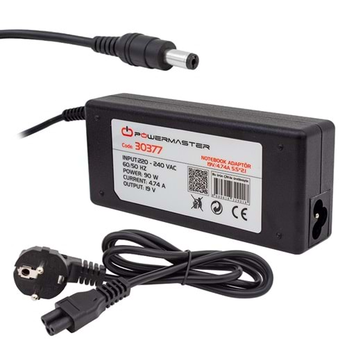 POWERMASTER PM-30377 19 VOLT - 4.74 AMPER 5.5*2.1 UÇLU ACER NOTEBOOK ADAPTÖR