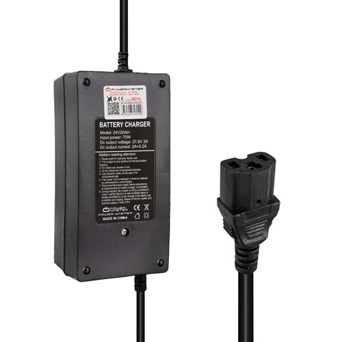 POWERMASTER PM-31174 24 VOLT - 20 AMPER C16 UÇLU ELEKTRİKLİ BİSİKLET ŞARJ CİHAZI