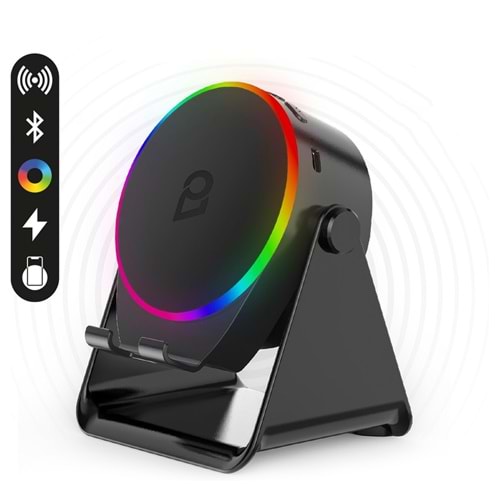 ENKADO EKD-S10 5IN1 WIRELESS INDUCTION BLUTOOTH 5W 2000 MAH RGB SİYAH SPEAKER