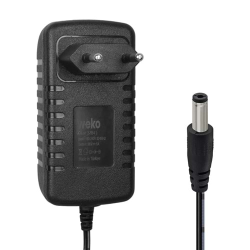 WEKO WK-37841 36 VOLT - 1 AMPER 5.5*2.5 MM UÇLU LEDLİ YERLİ ÜRETİM PRİZ TİPİ ADAPTÖR