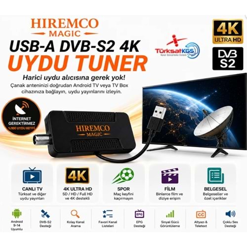 HIREMCO MAGIC USB-A DVBS-S2 4K ANDROID UYDU TUNER