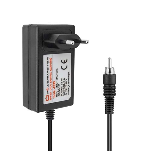 POWERMASTER PM-4735 16 VOLT - 2.5 AMPER PRİZ TİPİ TOS FİŞLİ RCA SANTRAL ADAPTÖRÜ