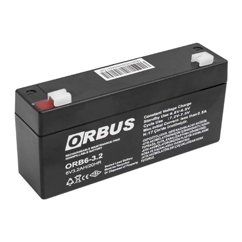 ORBUS 6 VOLT 3.2 AMPER AKÜ( 135 X 33 X 60 MM )