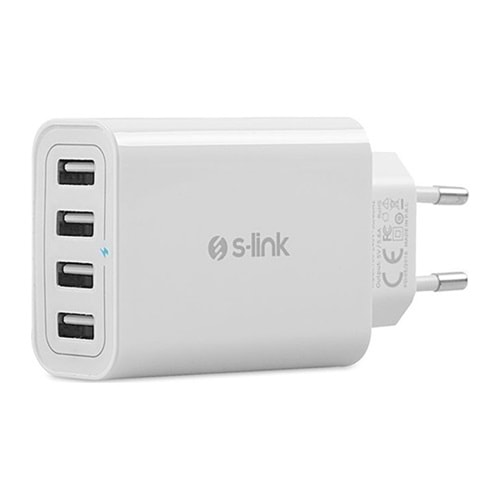 S-LINK SWAPP SW-C8 BEYAZ 5V - 5.6A 4*USB SMART PORT 2.4A EV ŞARJ ADAPTÖR