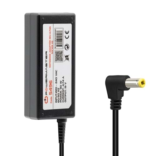 POWERMASTER PM-5496 19 VOLT - 4.74 AMPER 5.5*2.5 UÇLU TOSHIBA HP NOTEBOOK ADAPTÖR