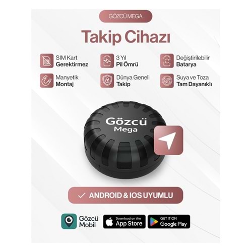 Gözcü Mobil Mega Takip Cihazı Ios Android Uyumlu Motor Araç Taşıt Gps Cihazı