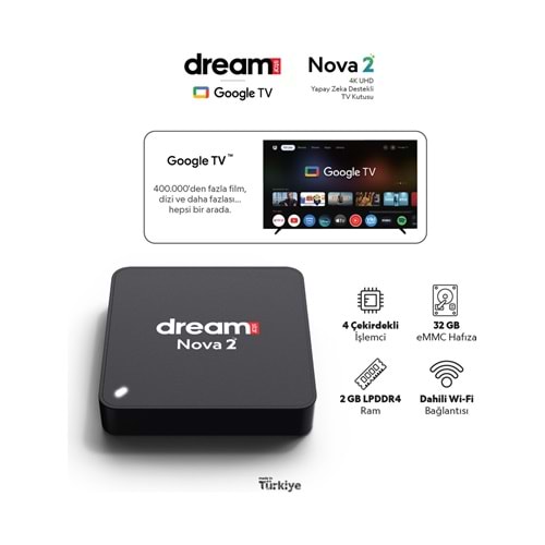 Dreamstar Nova 2 | Yapay Zeka | Android 14 | 4K Lisansli Android TV Box | 32GB Hafıza