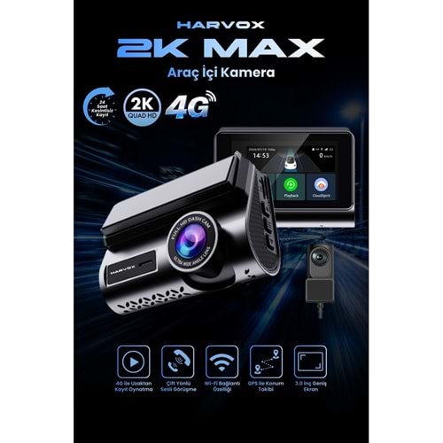 HARVOX 2kMAX Hd Görüntü Wifi Gps Özellikli Sim Kart Destekli Araç Kamerası