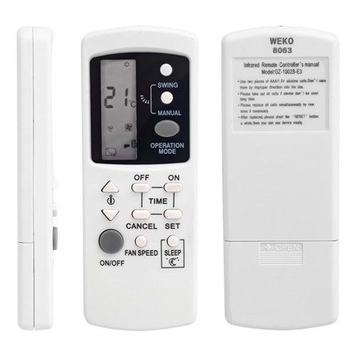 WEKO KK FUJICOOL GZ-1002B-E3 KLİMA KUMANDASI (8063=2871)