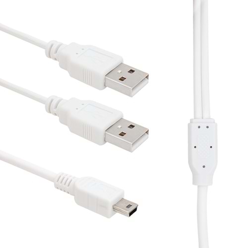 POWERMASTER USB 2 X ERKEK - MİNİ USB 5 PİN (2.0V) 1.5 METRE KABLO