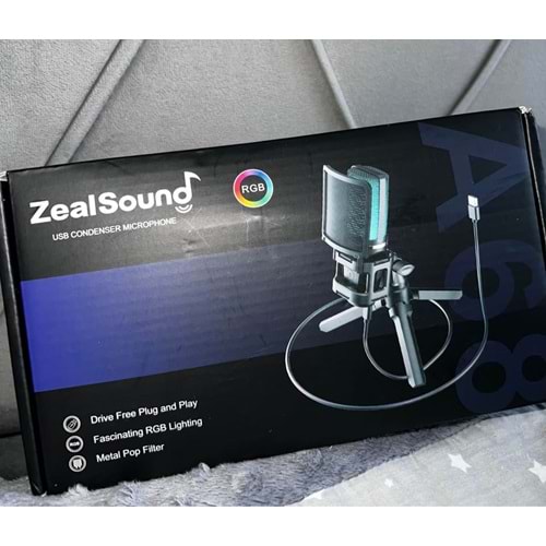 ZealSound PC oyun mikrofonu, RGB masa mikrofonu