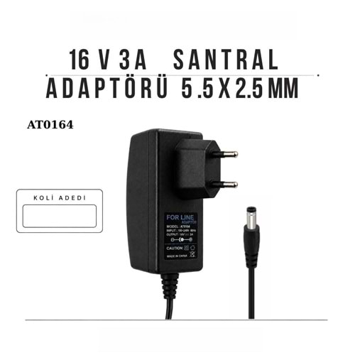 16V 3A Santral Adaptörü 5,5x2,5mm Uçlu