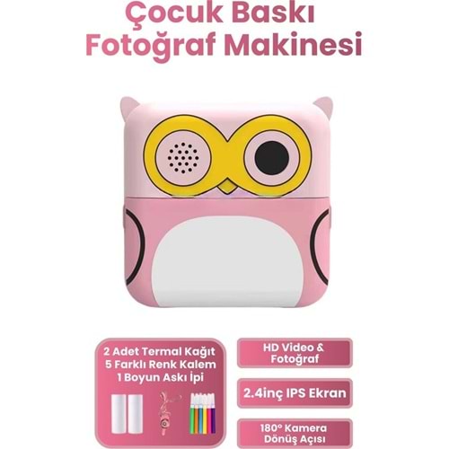 Çocuk Kamerası Dijital Hd Video Kayıt ve Fotoğraf Termal Resim Kağıt Baskılı Yazıcı